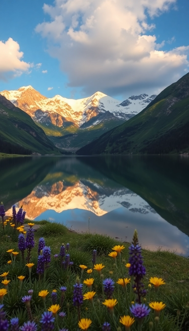 HD iPhone Spring Mountain Reflection Dynamic Wallpaper